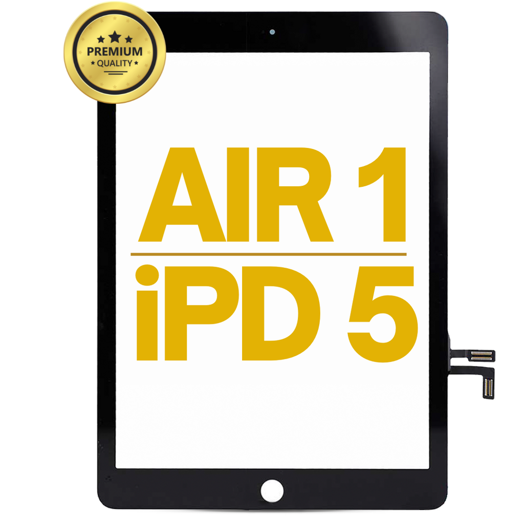 DIGITIZER COMPATIBLE FOR IPAD AIR 1 / IPAD 5 GEN 2017 / A1474 / A1475 / A1476 /  A1822 / A1823 / NO HOME BUTTON INSTALLED BLACK PREMIUM
