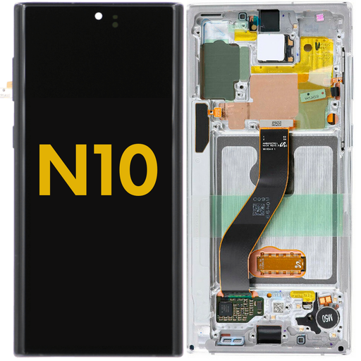 [N10-LCD-SILVER-F-PREMIUM] OLED LCD ASSEMBLY WITH FRAME COMPATIBLE FOR SAMSUNG NOTE 10 N970 PREMIUM SILVER COLOR