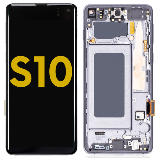 [S10-LCD-B-F-PREMIUM] OLED LCD ASSEMBLY WITH FRAME COMPATIBLE FOR SAMSUNG S10 G973 PREMIUM BLACK COLOR