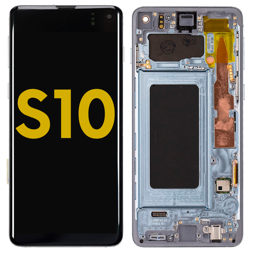 [S10-LCD-BLUE-F-PREMIUM] OLED LCD ASSEMBLY WITH FRAME COMPATIBLE FOR SAMSUNG S10 G973 PREMIUM BLUE COLOR