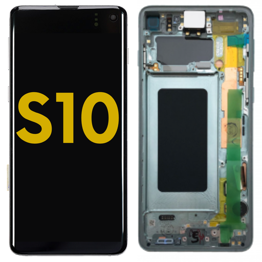 [S10-LCD-GREEN-F-PREMIUM] OLED LCD ASSEMBLY WITH FRAME COMPATIBLE FOR SAMSUNG S10 G973 PREMIUM GREEN COLOR