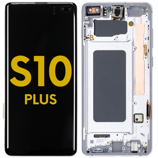 [S10P-LCD-SILVER-F-PREMIUM] OLED LCD ASSEMBLY WITH FRAME COMPATIBLE FOR SAMSUNG S10 PLUS G972 PREMIUM SILVER COLOR