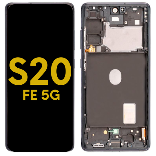 [S20FE-LCD-B-F-PREMIUM] OLED LCD ASSEMBLY WITH FRAME COMPATIBLE FOR SAMSUNG S20 FE G780 PREMIUM BLACK COLOR