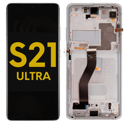 [S21ULTRA-LCD-SILVER-F-PREMIUM] OLED LCD ASSEMBLY WITH FRAME COMPATIBLE FOR S21 ULTRA G998 5G PREMIUM SILVER COLOR