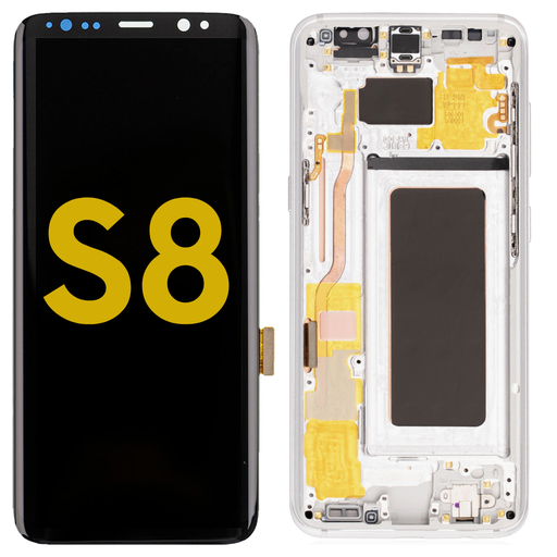 [S8-LCD-SILVER-F-PREMIUM] OLED LCD ASSEMBLY WITH FRAME COMPATIBLE FOR SAMSUNG  S8 G950F G950 G950P G950T G950V G950U PREMIUM SILVER COLOR