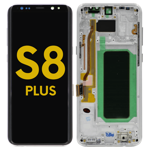 [S8P-LCD-SILVER-F-PREMIUM] OLED LCD ASSEMBLY WITH FRAME COMPATIBLE FOR SAMSUNG  S8 PLUS G955 PREMIUM SILVER COLOR