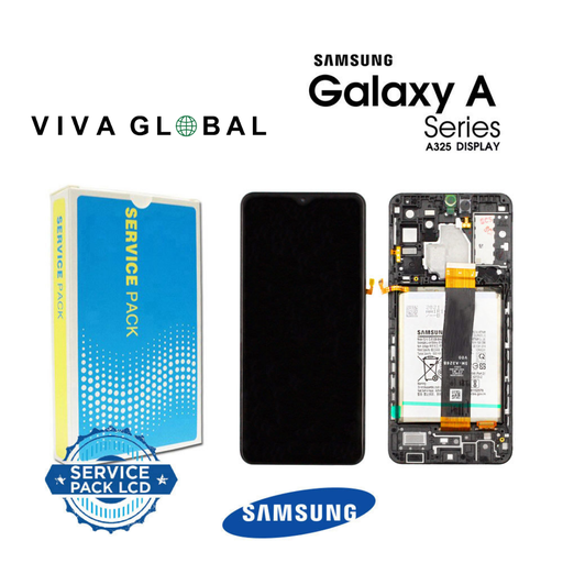 [A32-LCD-A325-B-F-4G-SAMSUNG] SAMSUNG ORIGINAL SERVICE PACK LCD WITH FRAME A325 A32 4G 2021 GH82-25579A 25566A ALL COLORS