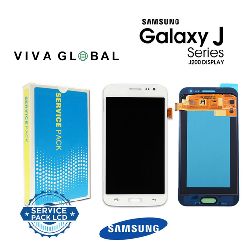 [J2-LCD-W-SAMSUNG] SAMSUNG ORIGINAL SERVICE PACK LCD NO FRAME SM-J200 J2 2015 GH97-17940A WHITE COLOR