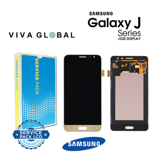 [J3-2016-LCD-G--SAMSUNG] SAMSUNG ORIGINAL SERVICE PACK LCD NO FRAME SM-J320 J3 2016 GH97-18414B GH97-18748B GOLD COLOR