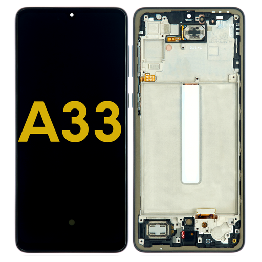 [A33-LCD-B-F-PREMIUM] OLED LCD ASSEMBLY WITH FRAME COMPATIBLE FOR SAMSUNG A33 A336 2020 5G PREIMIUM BLACK COLOR