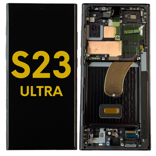 [S23ULTRA-LCD-B-F-PREMIUM] OLED LCD ASSEMBLY WITH FRAME COMPATIBLE FOR SAMSUNG S23 ULTRA US & INTERNATIONAL BLACK COLOR PREMIUM