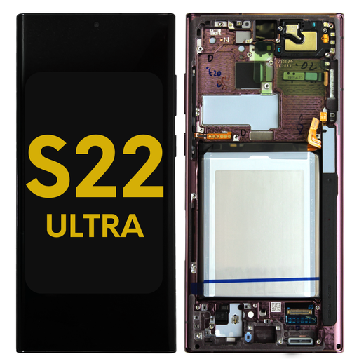 [S22ULTRA-LCD-BURGENDY-F-PREMIUM] OLED ASSEMBLY WITH FRAME COMPATIBLE FOR SAMSUNG S22 ULTRA US & INTERNATIONAL BURGENDY PREMIUM