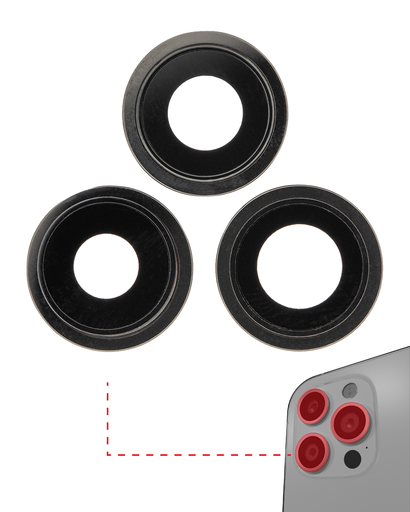 [IP12PROMAX-BACKLENS-B-GLASS] BACK CAMERA LENS GLASS ONLY WITH ADHESIVE COMPATIBLE FOR IPHONE 12 PRO MAX BLACK PREMIUM