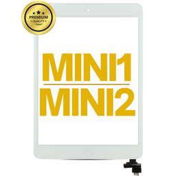 [IPADMINI-1-2-TOUCH-W] DIGITIZER COMPLETE WITH IC CHIP PRE-INSTALLED HOME BUTTON COMPATIBLE FOR IPAD MINI 1 / IPAD MINI 2 / A1432 / A1454 / A1489 / A1490 / A1491 / WHITE PREMIUM