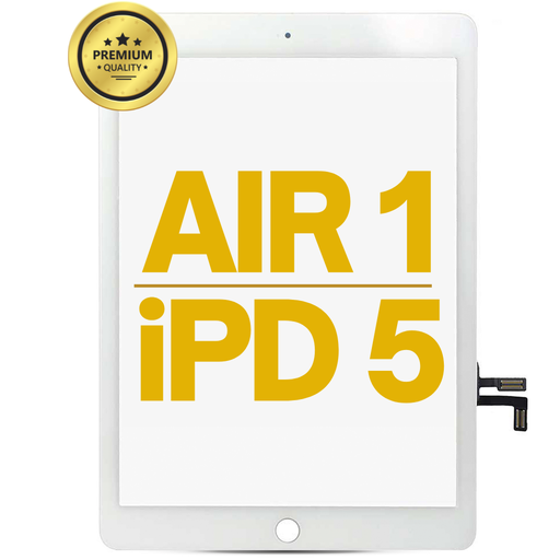 [IPADAIR-AIR1-TOUCH-W] DIGITIZER COMPATIBLE FOR IPAD AIR 1 / IPAD 5 GEN 2017 / A1474 / A1475 / A1476 /  A1822 / A1823 / NO HOME BUTTON INSTALLED WHITE PREMIUM